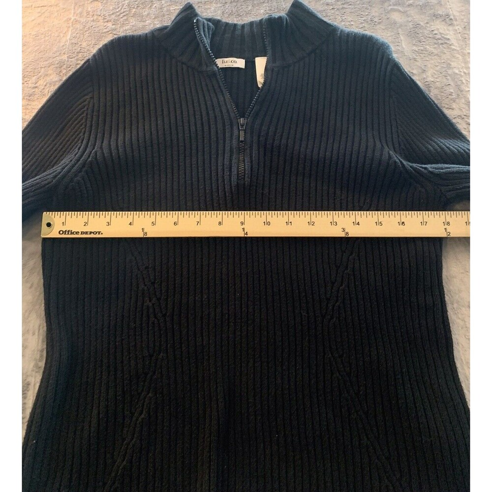 Liz & Co Woman 1X Black 1/4 Zip Pullover Ne Neck Sweater Large Heritage - Picture 10 of 12